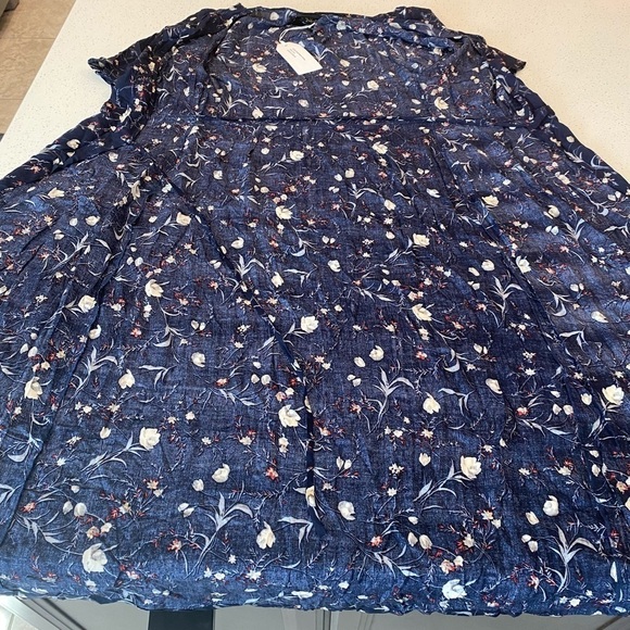 Revolve Ditsy Navy Floral Wrap Dress Feminine Summer by Blue Life Made in Ca - Picture 6 of 14